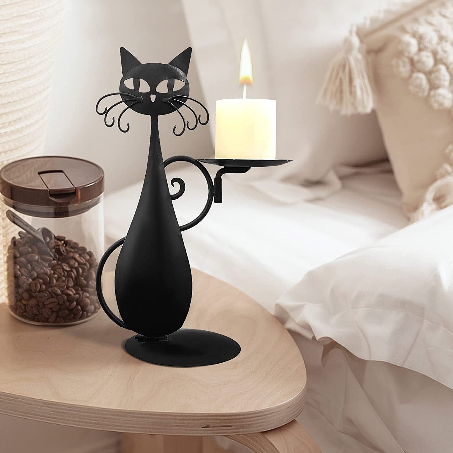 Black Cat Candlestick Metal Cat Decorative Candle Holder Pendant, candle holder, candle stick holder, glass candle holder, iron candle holder, wicker candle holder 2 piece set, candle holders, candlesticks, candle sticks, Luxury candles holders, taper candle holders, candlestick holder, Wooden Candlestick Candle Holder, Metal Candle Holders