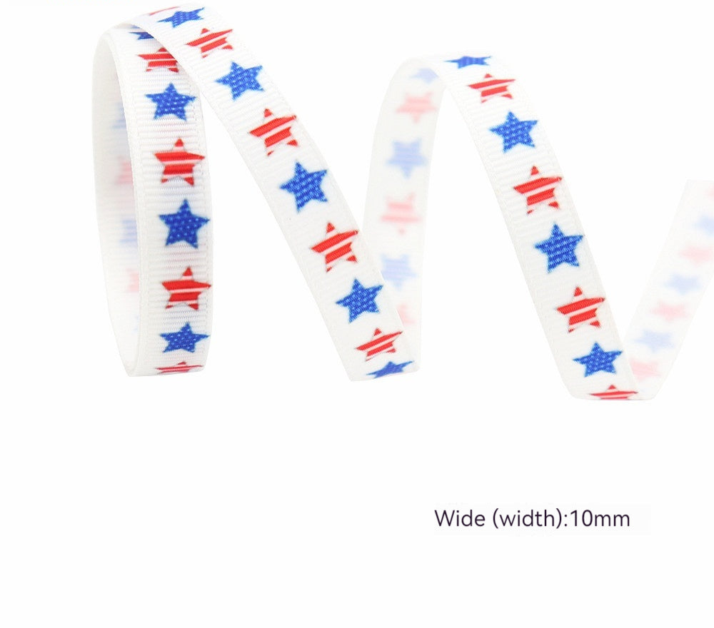 Stars And Stripes Ribbon Dovetail Bowknot Hair Ring Double Stitching Dovetail Ribbon