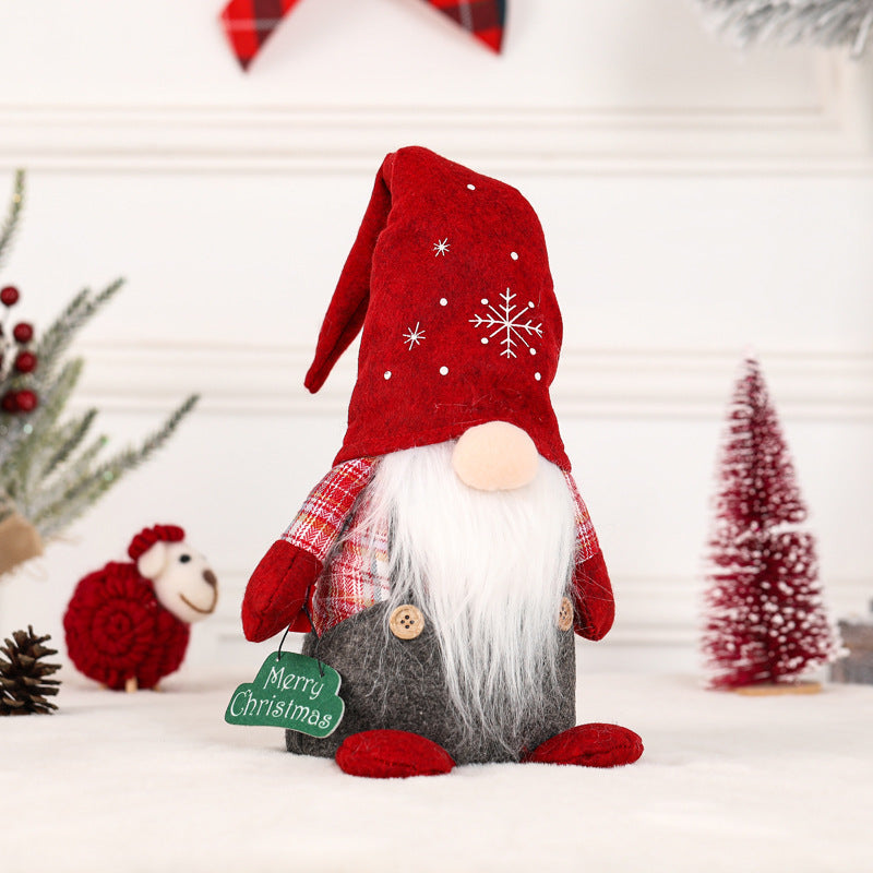 Christmas Decoration Sitting Faceless Doll Plaid Ribbon Hat