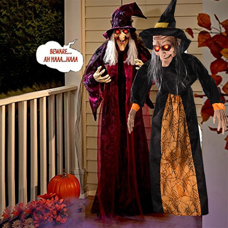 Halloween Decoration Witch Voice Control Props Ghost Festival Haunted House Hanging Ornament, Halloween decorations items,  Halloween masks, Halloween props, Halloween animatronics, Halloween inflatables, Halloween lights, Halloween fog machines, Halloween spider webs, Halloween lanterns, Halloween banners, Halloween streamers, Halloween tableware, Halloween centerpieces, Halloween party favors, Halloween yard stakes, Halloween tombstones, Halloween candles, Halloween wreaths, Halloween garlands
