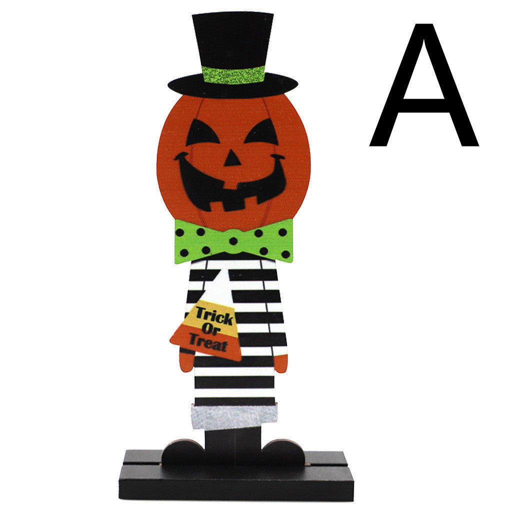 Halloween Pumpkin Man Witch Home Table Decoration Woodwork Ornaments