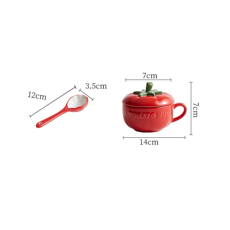 Pumpkin Cup Creative Personality Trend Water  Ceramic Spoon With Lid