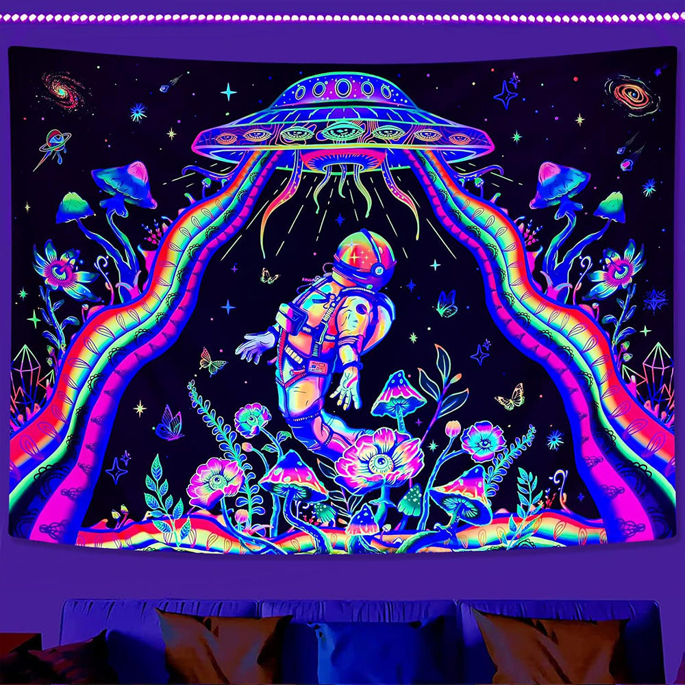 UV Fluorescent Skull Tapestry Space Wall Cloth Background