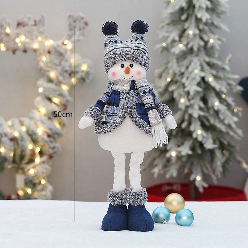 Christmas New Product Blue Fabric Expandable Snowman Doll Adornment Decoration