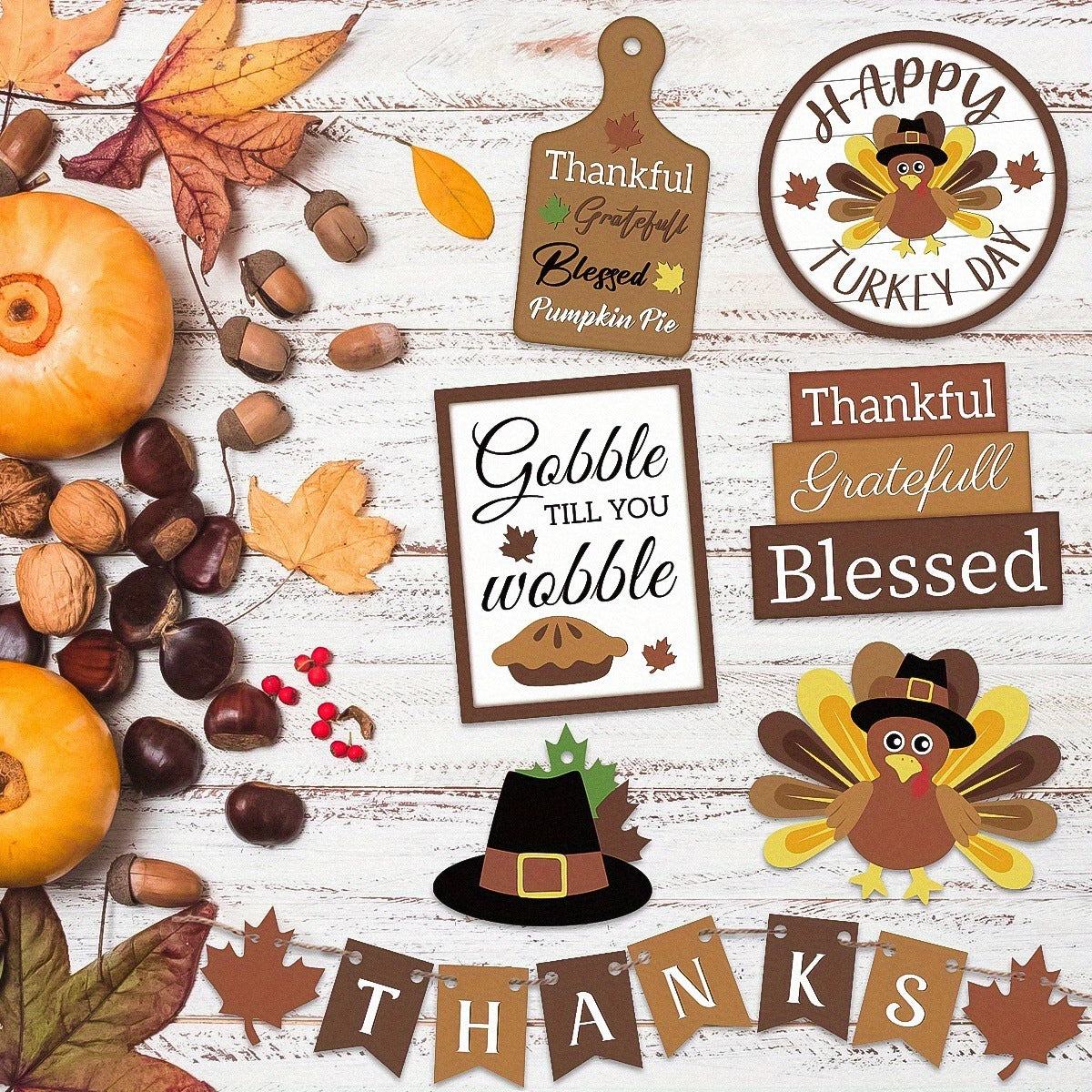 14-piece Wooden Layered Tray Decorative Sign,  Harvest decorations, Fall wreaths, Fall garlands, Fall centerpieces, Cornucopia decorations, Pumpkins decorations, Gourds decorations, Scarecrow decorations, Hay bales decorations, Leaves decorations, Acorns decorations, Apples decorations, Harvest table runners, Harvest tablecloths, Fall lights, Fall candleholders, Fall wall art, Fall throw pillows, Fall home decor, Fall seasonal items,
