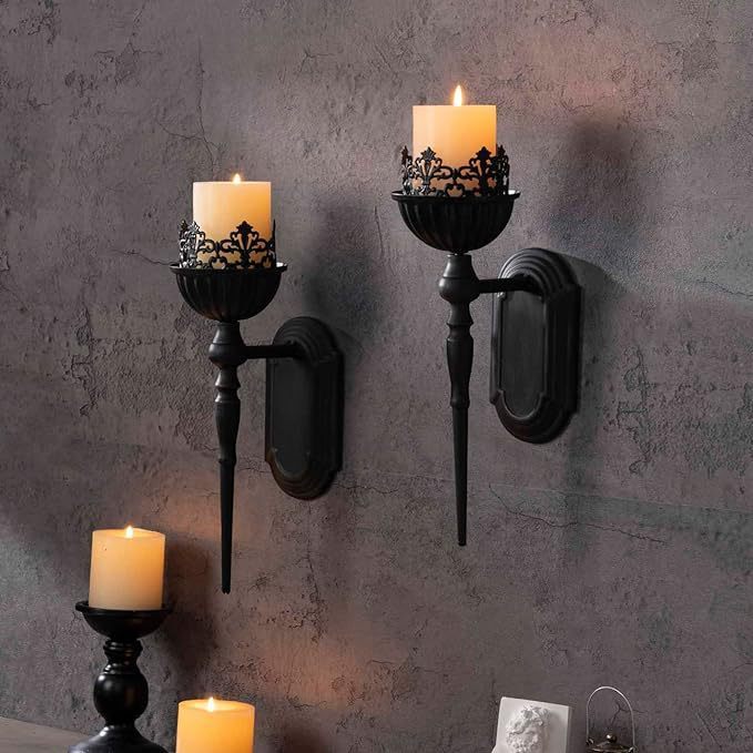 Black Wrought Iron Candle Cup Hanging Decoration Home Hotel Decoration Wall Hanging Decoration