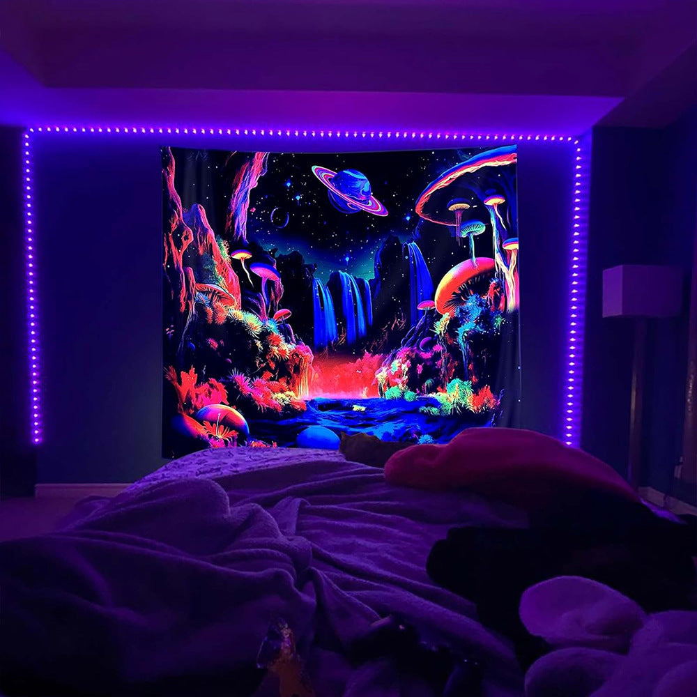 UV Fluorescent Skull Tapestry Space Wall Cloth Background