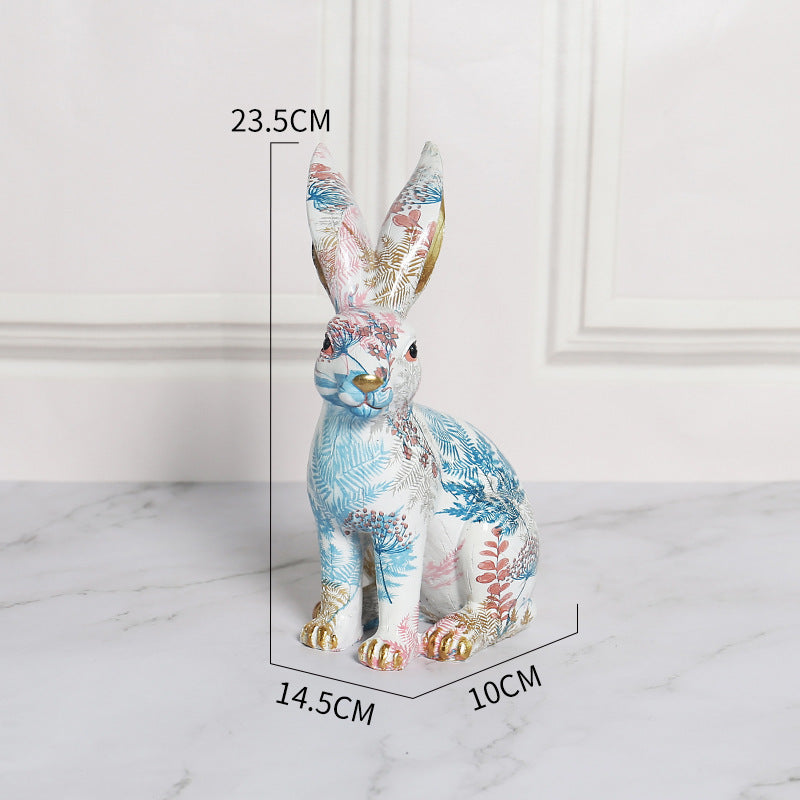 Painted Jade Rabbit Ornaments Cute Rabbit Resin Ornaments, easter decorations, Easter Decor, easter table decor, outdoor easter decorations, shop easter, Decognomes, Spring Decorations