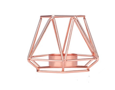 Nordic rose gold Iron Candle Holder