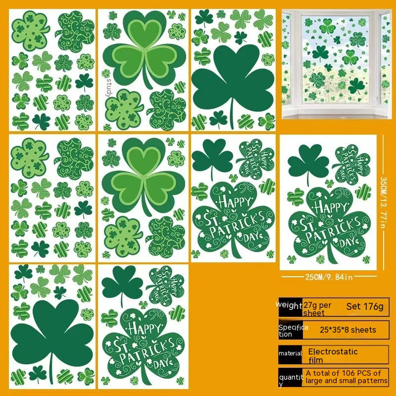St Patrick's Day Window Stickers Window Glass Sticker, St. Patrick's Day Balloon Party Decoration Supplies, Shamrock garland, Leprechaun hat, Pot of gold, Irish flag bunting, Green clover decorations, Lucky charms decor, St. Patrick's Day banners, Celtic-themed ornaments, Rainbow-inspired decor, Green-themed party supplies, Irish Festival Decoration Items,  St Patricks Day Decoration Items, Decognomes,