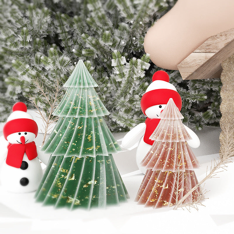 Crystal Glue Origami Striped Christmas Tree Candle Ornaments Silicone Mold