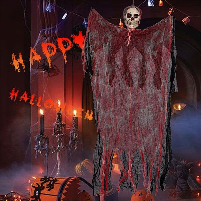 Halloween Hanging Ghost Pendant Dyed Blood Horror Skull Pendants For Halloween Party Patio Lawn Window House Decoration, Halloween decorations items, Halloween masks, Halloween props, Halloween animatronics, Halloween inflatables, Halloween lights, Halloween fog machines, Halloween spider webs, Halloween lanterns, Halloween banners, Halloween streamers, Halloween tableware, Halloween centerpieces, Halloween party favors, Halloween yard stakes, Halloween tombstones, Halloween candles, Halloween wreaths, 