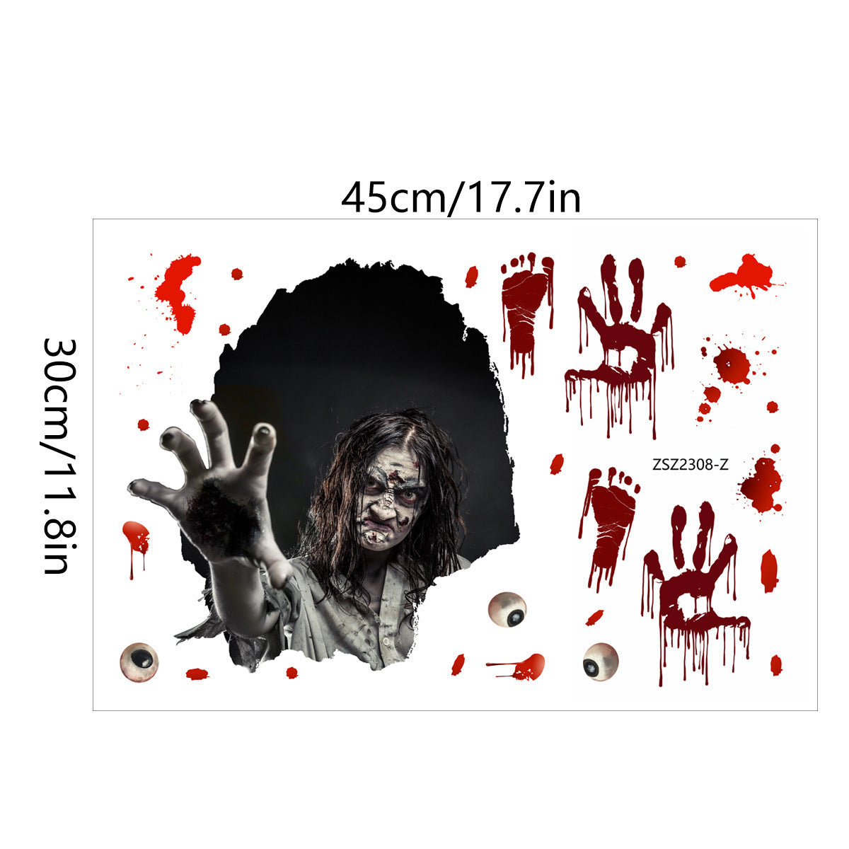 Halloween Pumpkin Wizard Blood Hand Print Holiday Decorative Background Wall Sticker