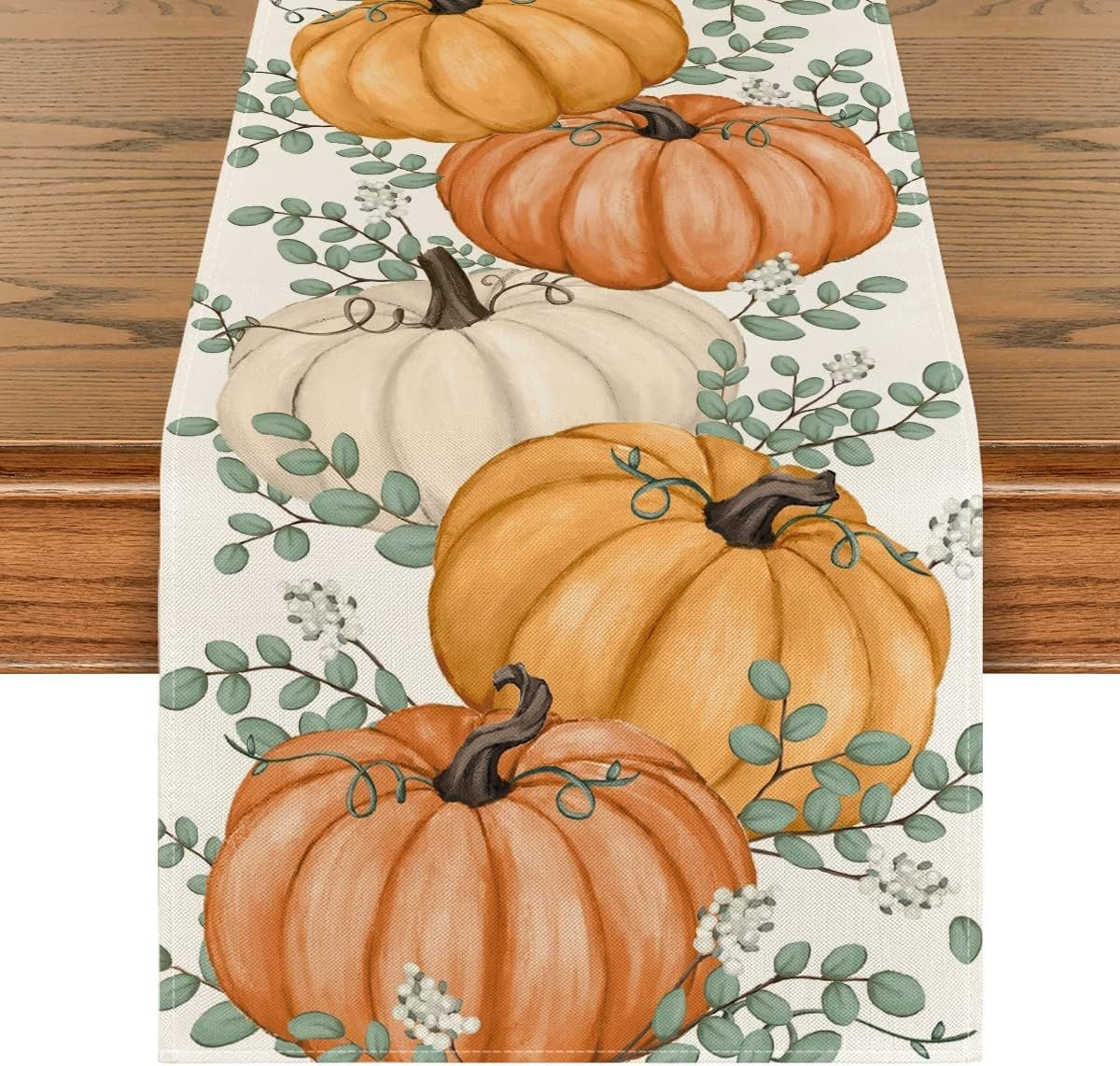 Pumpkin Eucalyptus Leaf Polyester Table Flag