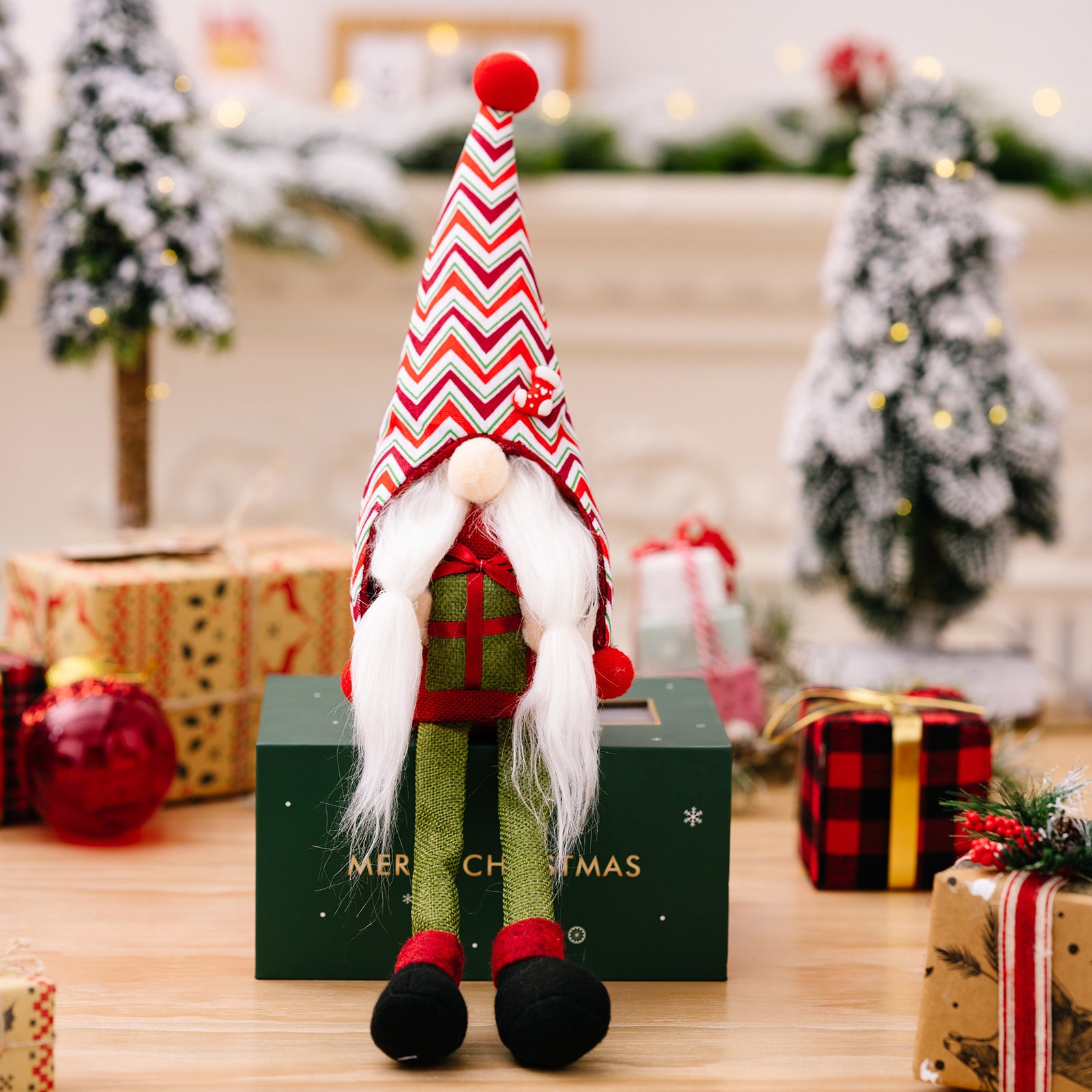 Christmas Decorations Striped Pointed Hat Doll