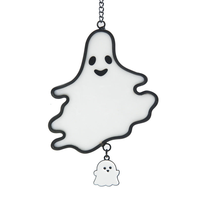 Ghost Ornament Accessories Halloween Decoration Color Glass Pendant Wind Chimes, Halloween decorations items, Halloween costumes, Halloween masks, Halloween props, Halloween animatronics, Halloween inflatables, Halloween lights, Halloween fog machines, Halloween spider webs, Halloween lanterns, Halloween banners, Halloween streamers, Halloween tableware, Halloween centerpieces, Halloween party favors, Halloween yard stakes, Halloween tombstones, Halloween candle