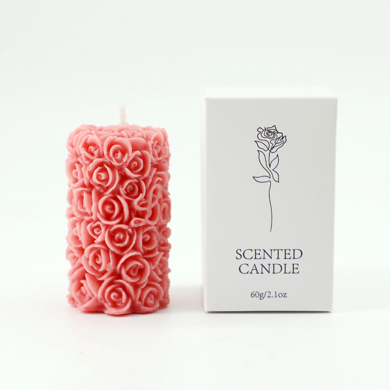 Handmade Rose Column Aromatherapy Candle