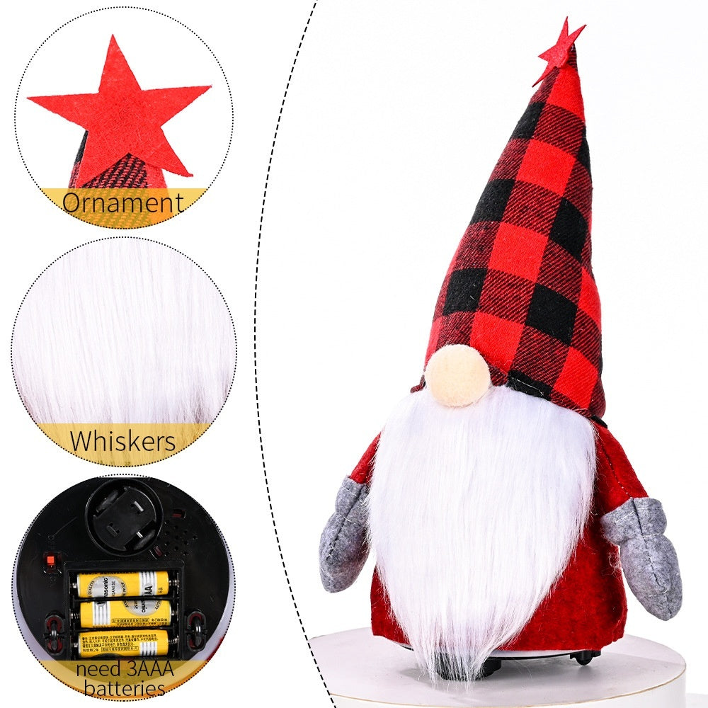 Red And Black Plaid Hat Electric Doll Rudolf Faceless Doll Decoration