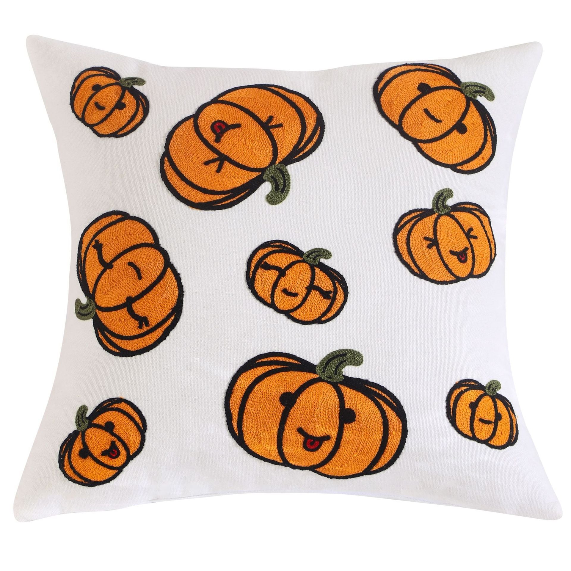 Pumpkin Embroidered Halloween Pillow Cover