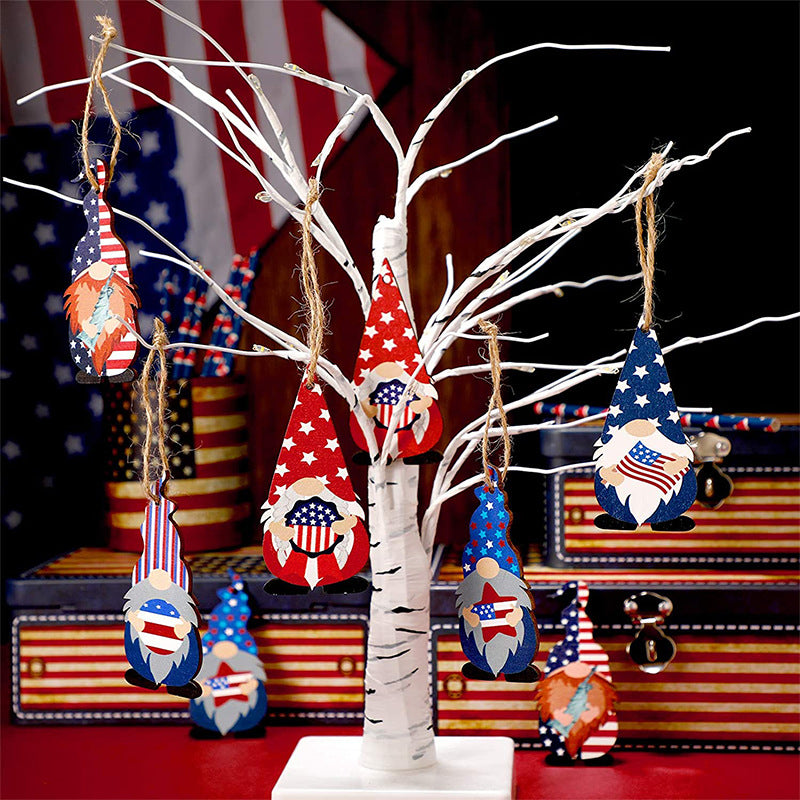 4th July gnomes, Independence Day gnomes, Patriotic gnomes, American flag gnomes, Uncle Sam gnomes, Fireworks gnomes, Red, white, and blue gnomes, Bald eagle gnomes, Liberty bell gnomes, Stars and stripes gnomes, Statue of Liberty gnomes, Patriotic decorations, Happy Independence Day gnomes, 4th of july wooden pendant for window decoration