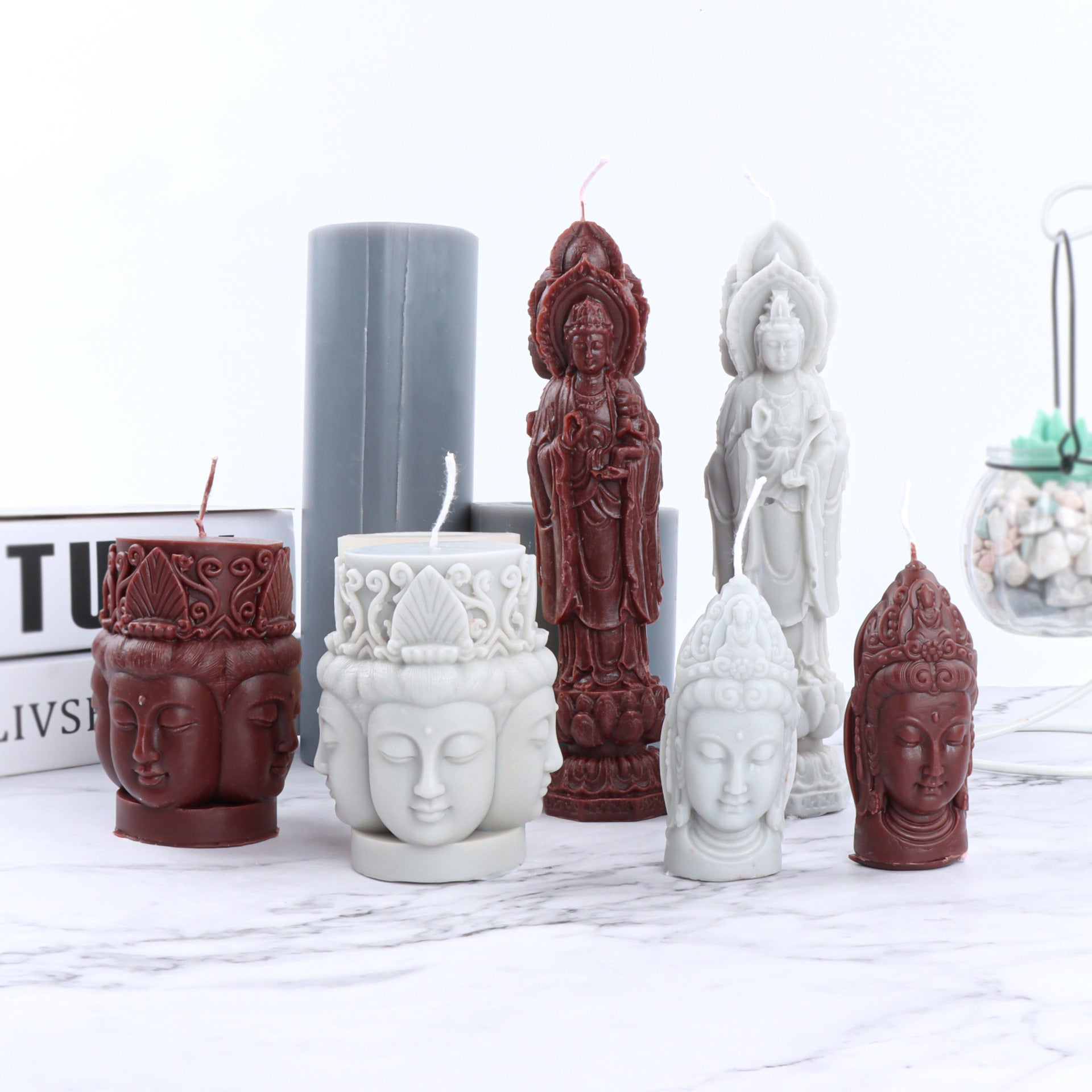 Religious Element Buddha Modeling Candle Silicone Mold, Silicone candle molds, Christmas tree candle molds, Halloween pumpkin candle molds, Easter egg candle molds, Animal candle molds, Sea creature candle molds, Fruit candle molds, Geometric candle molds, Abstract candle molds, DIY candle making molds,