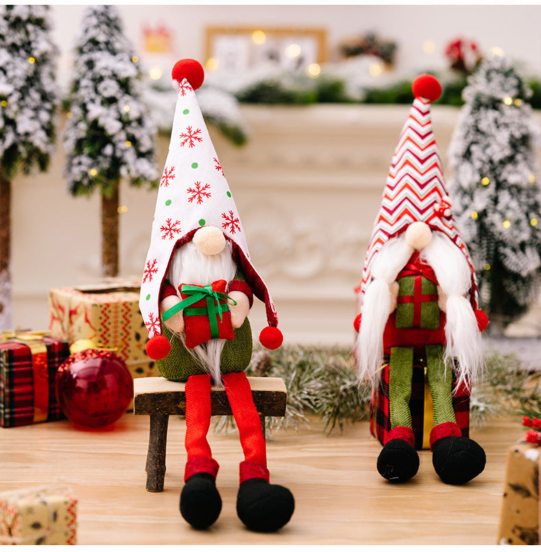 Christmas Decorations Striped Pointed Hat Doll