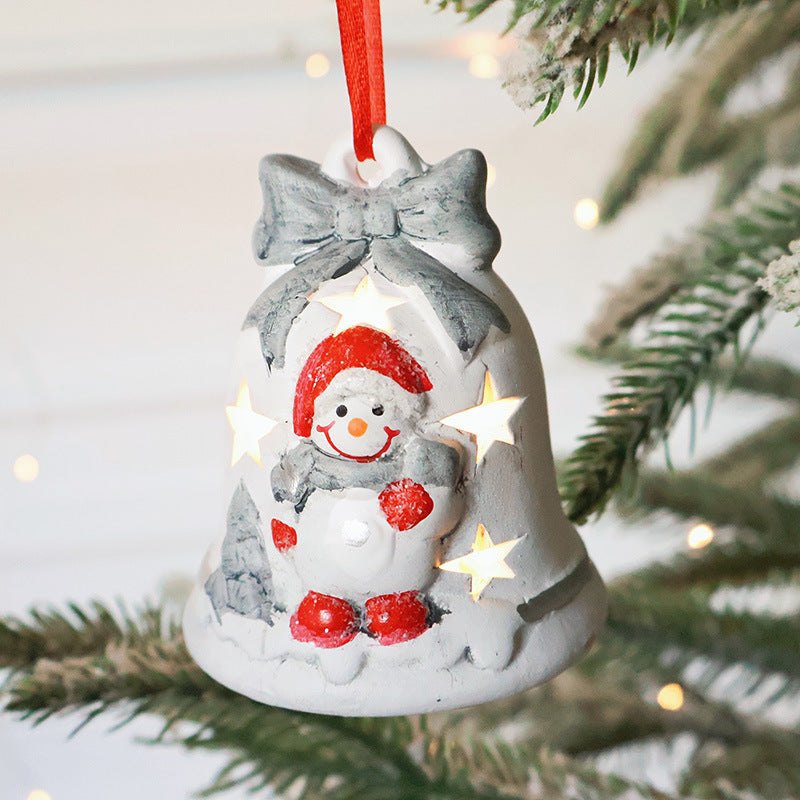 Santa Claus Hollow Ambience Light Christmas Tree Bell Decorative Pendant