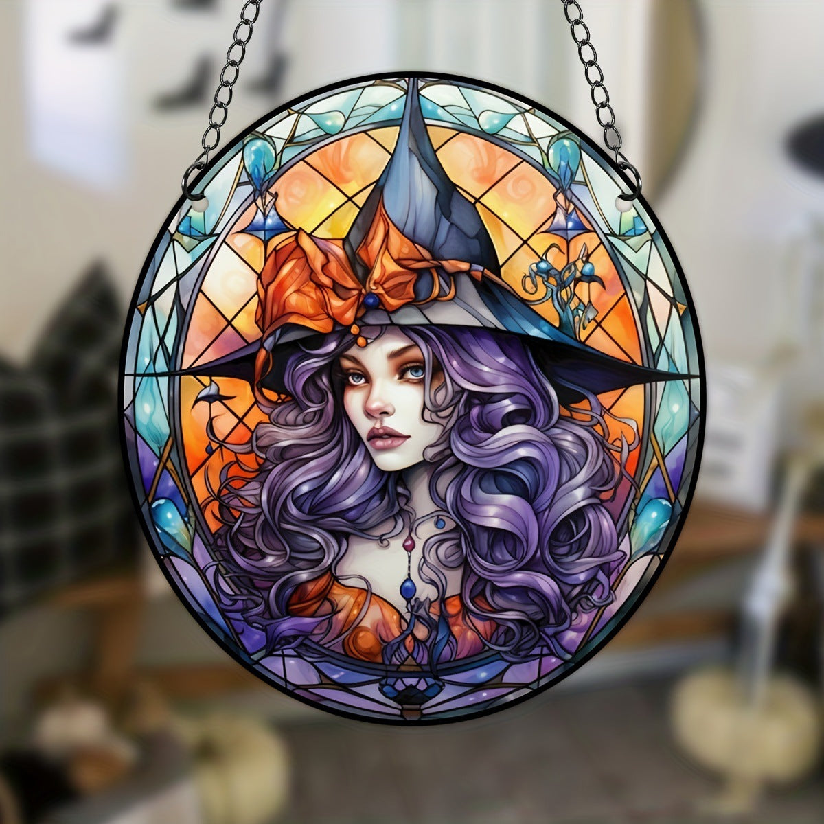 Acrylic Halloween Witch Pendant Color Disc Wall Decorations, Pumpkin lanterns, Jack o Lanterns, Halloween Lights, Halloween Decoration Ornaments, Halloween inflatables, carved pumpkins, Halloween wreaths, Halloween Candles, and animatronics Halloween.
