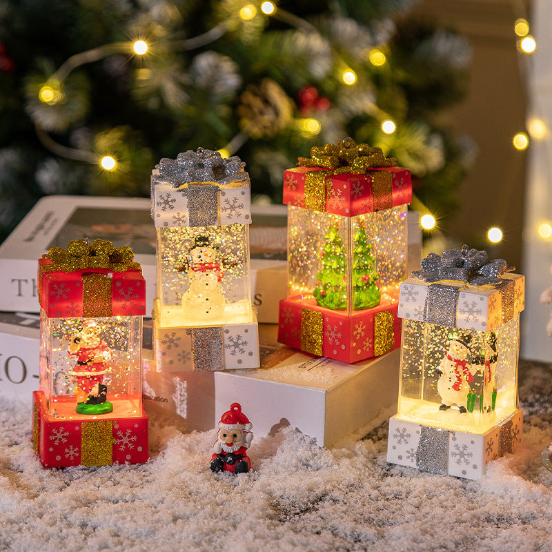 Christmas Decorations Crystal Ball Christmas Gift Box Lights, Christmas Decoration Lights, Christmas Decoration Gift box, Holiday Ornaments, Red gift box for the elderly ~ small size, red gift box for Christmas tree ~ small size, white gift box for snowman ~ small size, white gift box for snowman ~ small size