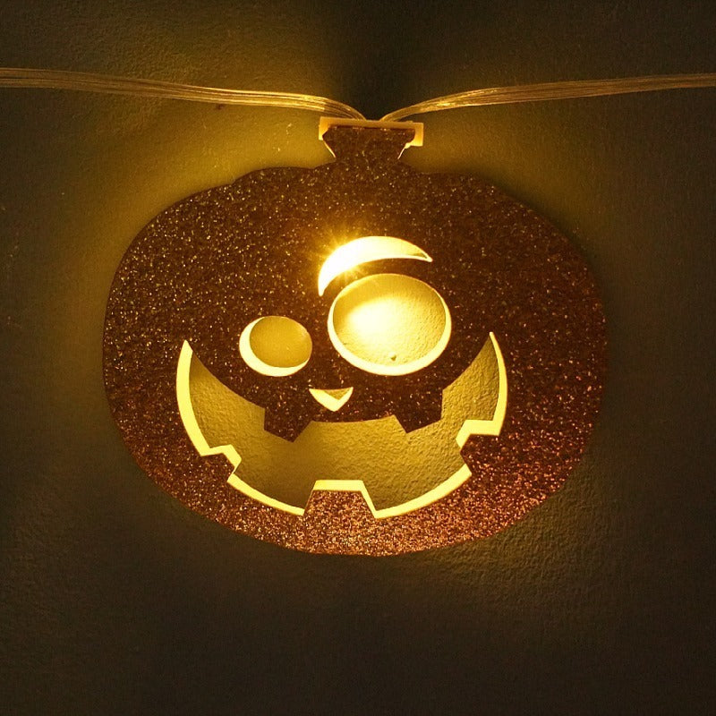 New Paper Halloween Decoration Electronic Lighting Chain Led Party Atmosphere Haunted House Props Pumpkin Shape