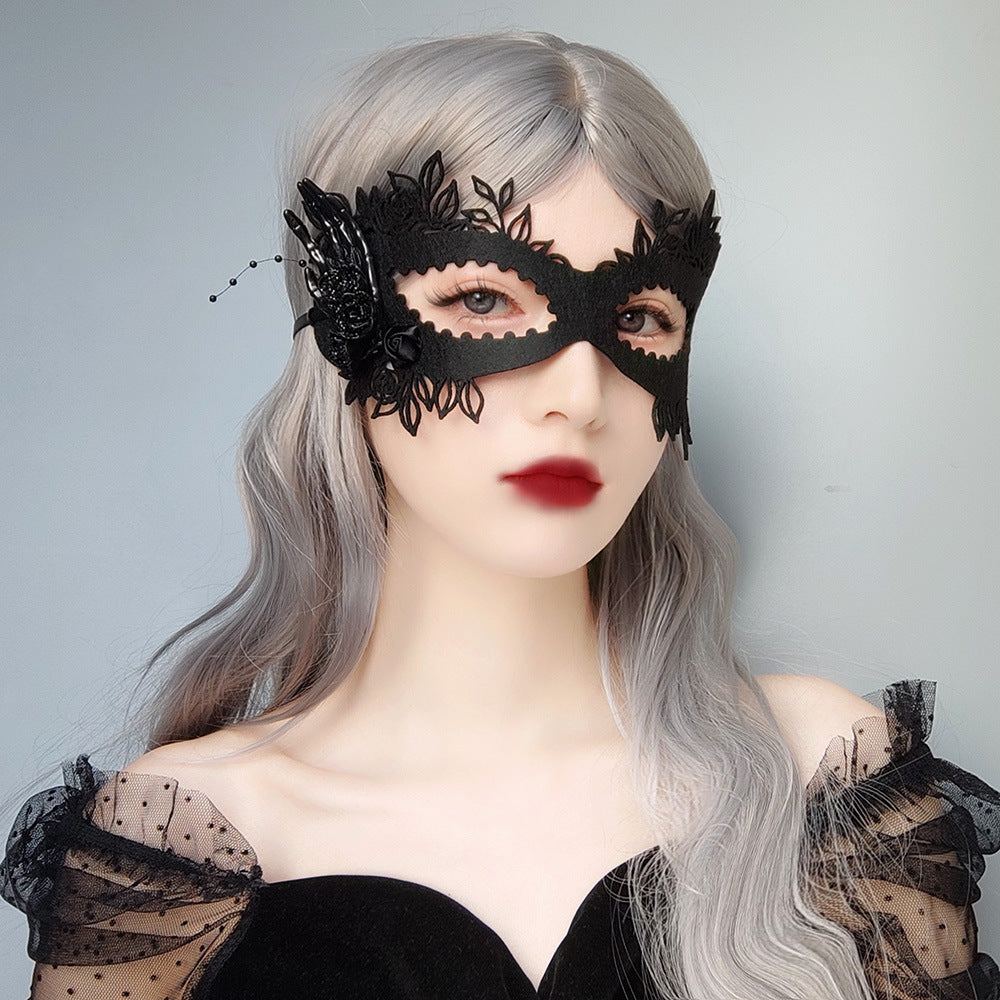 Women's Fashion Halloween Masquerade Rose Half Face Mask