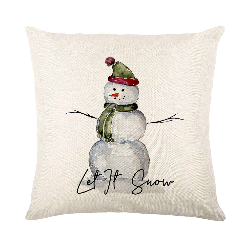 Christmas Pillow Polyester Pillowcase Linen Printing