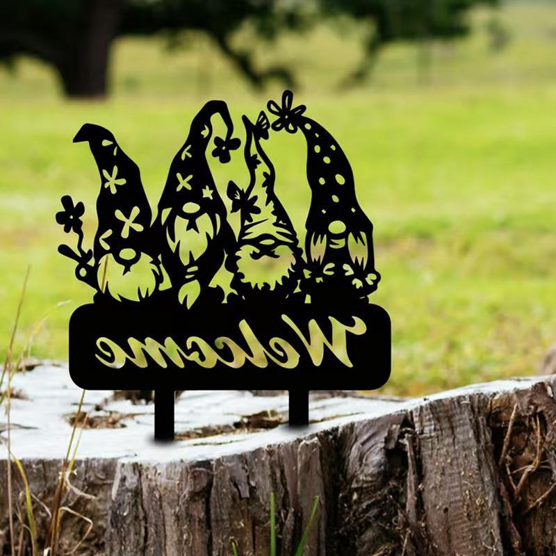 Welcome Decorative Metal Silhouette Art Garden Courtyard Outdoor Grass Crafts Ornaments