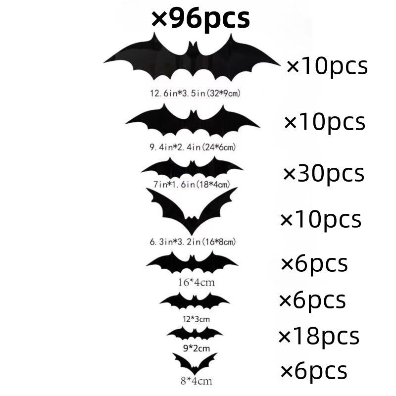 Halloween Decorative Wall Black Stickers Three-dimensional Bat Holiday Party