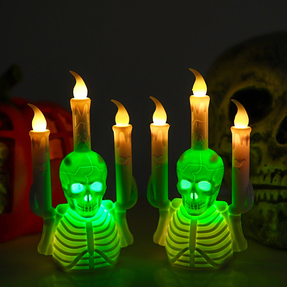 Halloween Skull Candlestick Lamp LED Electronic Candle Light