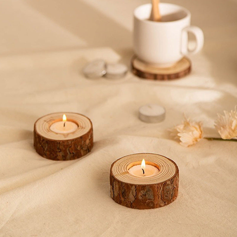 Simple Modern Pastoral Style Wooden Candle Holder