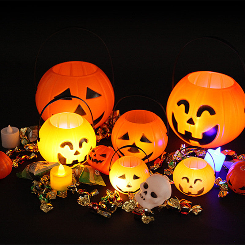 Halloween Decorations Portable Plastic Curved Eyes Smiley Pumpkin Bucket Bar Party Ornaments, Pumpkin lanterns, Jack o Lanterns, Halloween Lights, Halloween Decoration Ornaments, Halloween inflatables, carved pumpkins, Halloween wreaths, Halloween Candles.