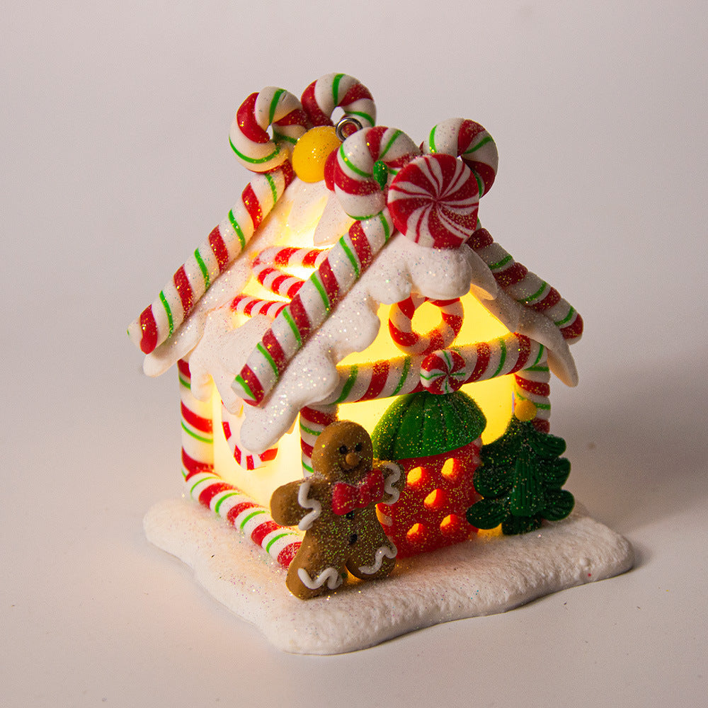 Polymer Clay Christmas Small House LED Luminous