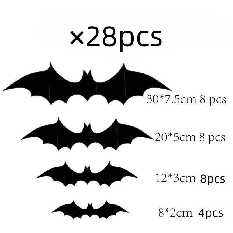 Halloween Decorative Wall Black Stickers Three-dimensional Bat Holiday Party