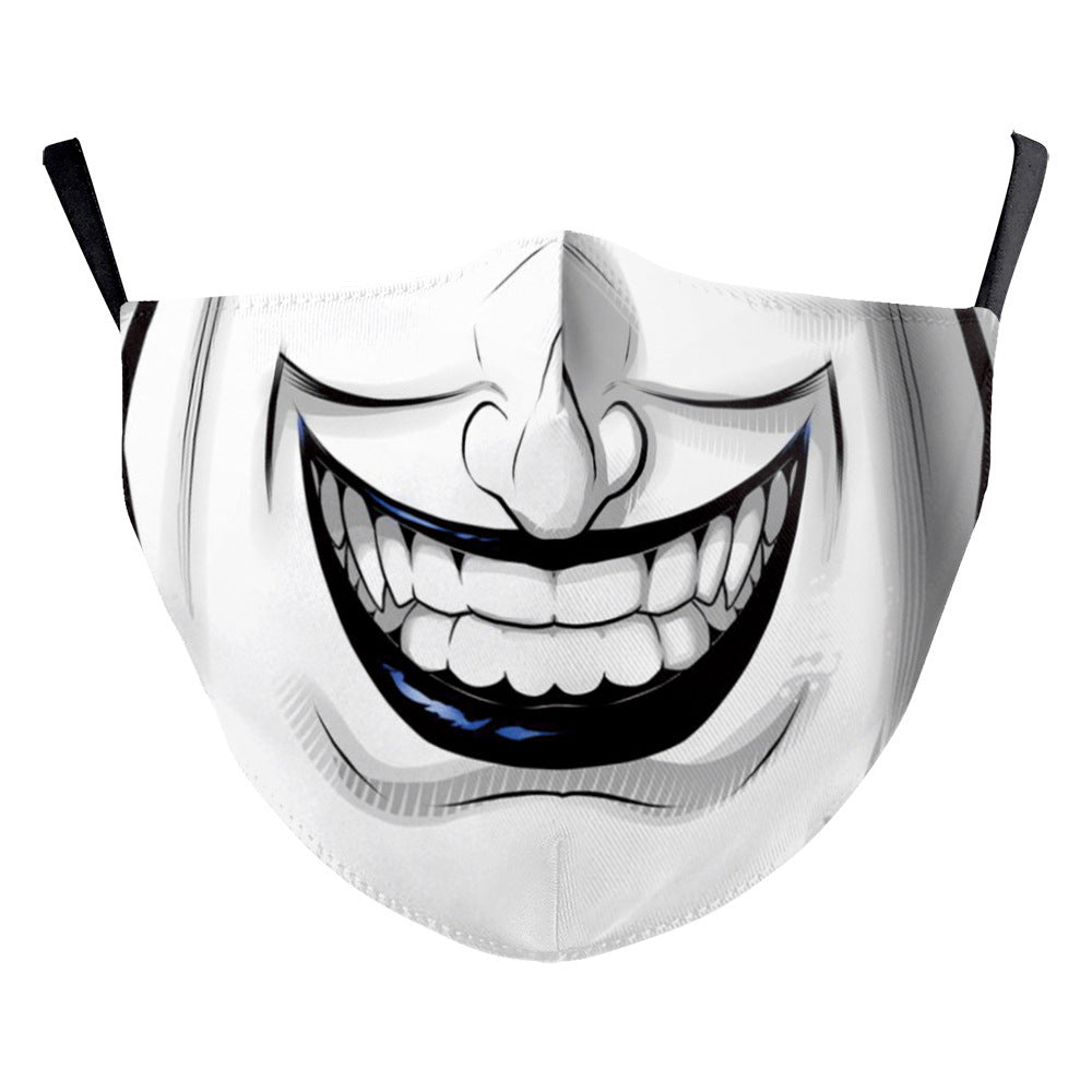 Halloween Digital Printing Funny Horror Face Double Layer Dust Mask