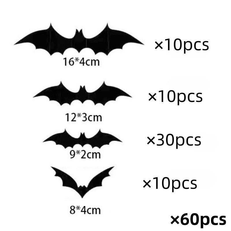 Halloween Decorative Wall Black Stickers Three-dimensional Bat Holiday Party