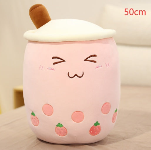 Cute Fruit Drink Plush Soft Strawberry Milk Tea Stuffed Animals