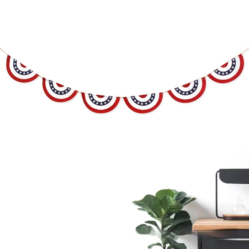 Holiday Party Decoration String Flags Banner Five-pointed Star Semicircle Hanging Flag, 4th of July decorations, American flag decorations, Patriotic decorations, Red, white and blue decorations, July 4th wreaths, July 4th garlands, July 4th centerpieces, Fireworks decorations, July 4th banners, July 4th streamers, July 4th balloons, July 4th table runners, July 4th tablecloths, July 4th lights, July 4th outdoor decorations, Patriotic yard stakes, Patriotic inflatables, Patriotic door wreaths, Patriotic 