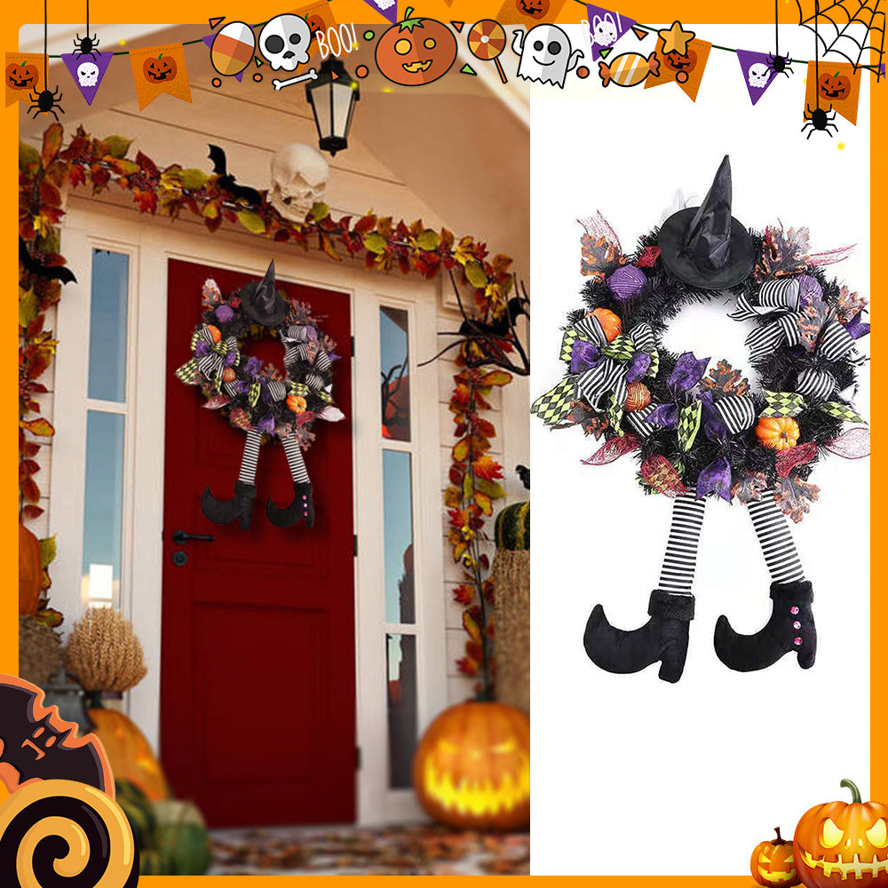 Halloween Door Hanging Wreath Supplies Decoration Halloween Witch Hat Leg Pumpkin Door Wreath Halloween For Home Party Supplies, Halloween decorations items, Halloween masks, Halloween props, Halloween animatronics, Halloween inflatables, Halloween lights, Halloween fog machines, Halloween spider webs, Halloween lanterns, Halloween banners, Halloween streamers, Halloween tableware, Halloween centerpieces, Halloween party favors, Halloween yard stakes, Halloween tombstones, Halloween candles, Halloween 