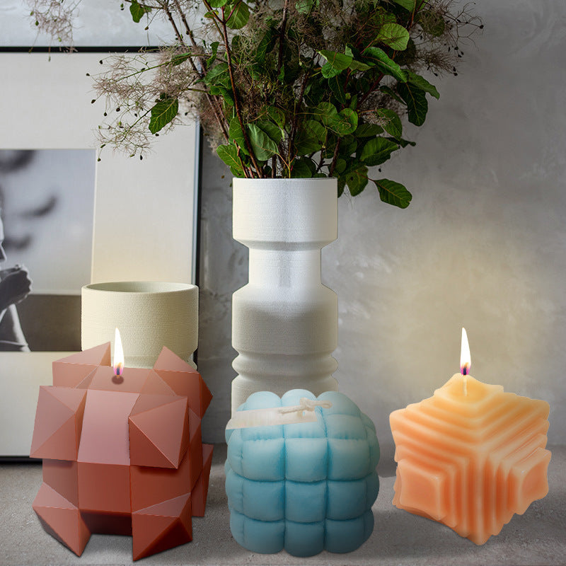 Geometric candle molds, Abstract candle molds, DIY candle making molds, Silicone candle molds, 3D Rubik's Cube Candle Silicone Mold For Handmade Products