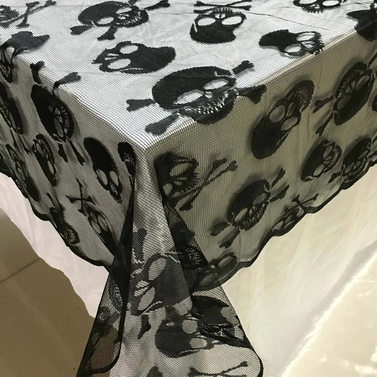 Halloween Skull Tablecloth Ghost Festival Lace Round, Pumpkin lanterns, Jack o Lanterns, Halloween Lights, Halloween Decoration Ornaments, Halloween inflatables, carved pumpkins, Halloween wreaths, Halloween Candles.