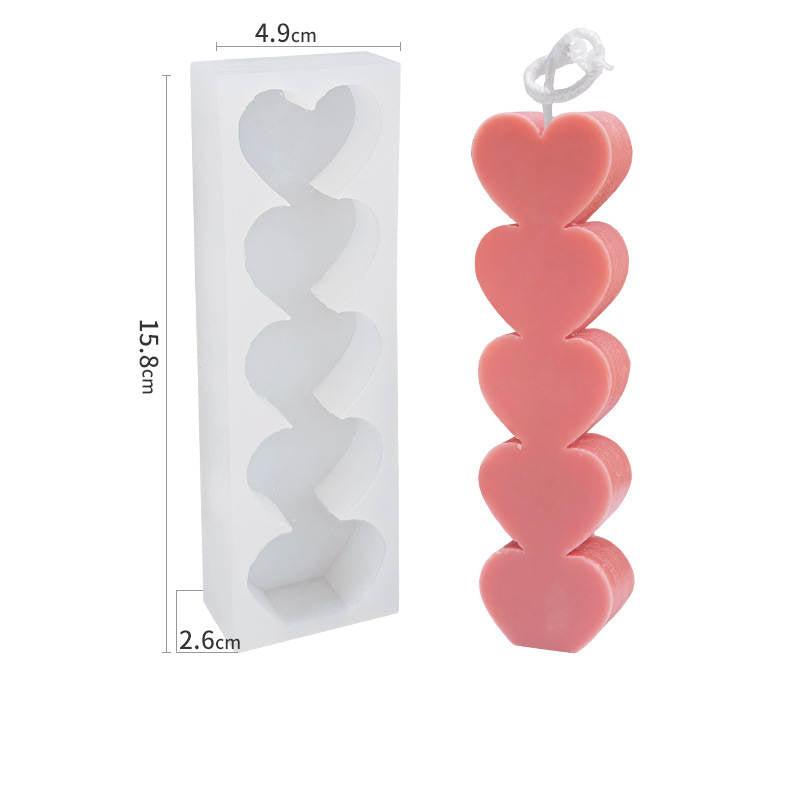 Hot Sell Stacked Love Scented Candle Moulds, Geometric candle molds, Abstract candle molds, DIY candle making molds, Silicone candle molds
