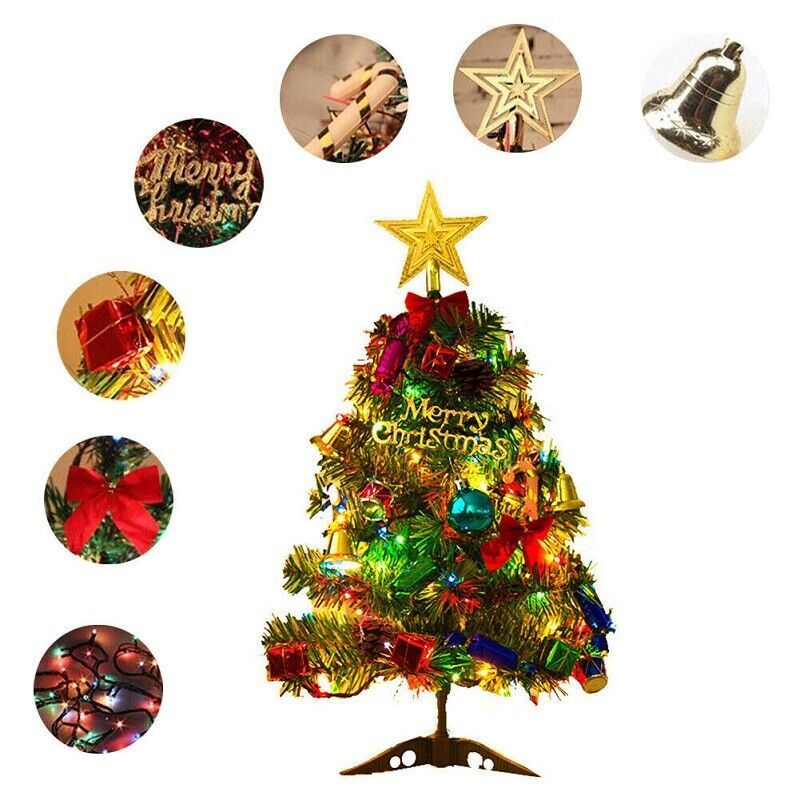 60 Long Tabletop Artificial Small Mini Christmas Tree W  LED Lights Ornament