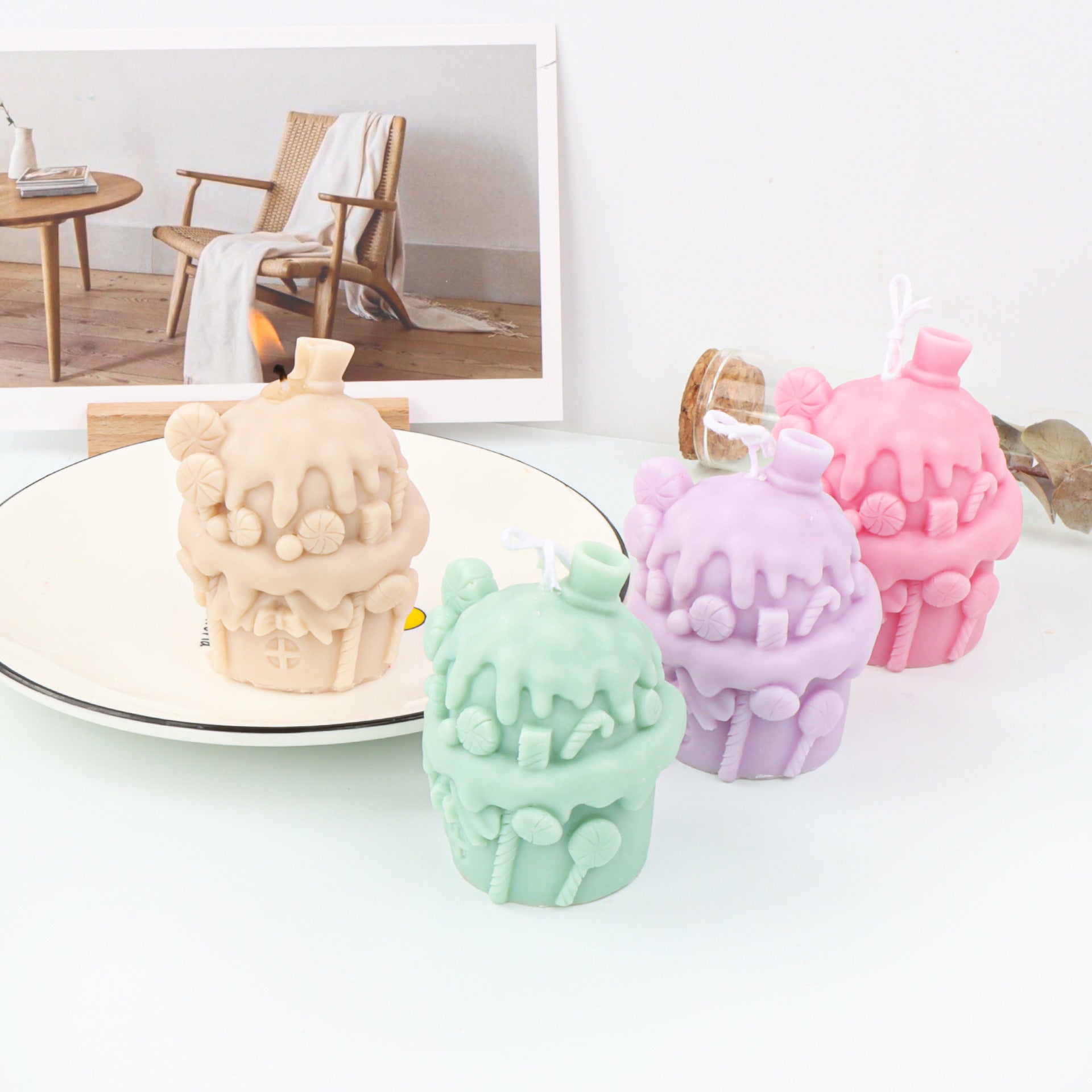 Creative Cartoon House Ice Cream Cup Candle Silicone Mold