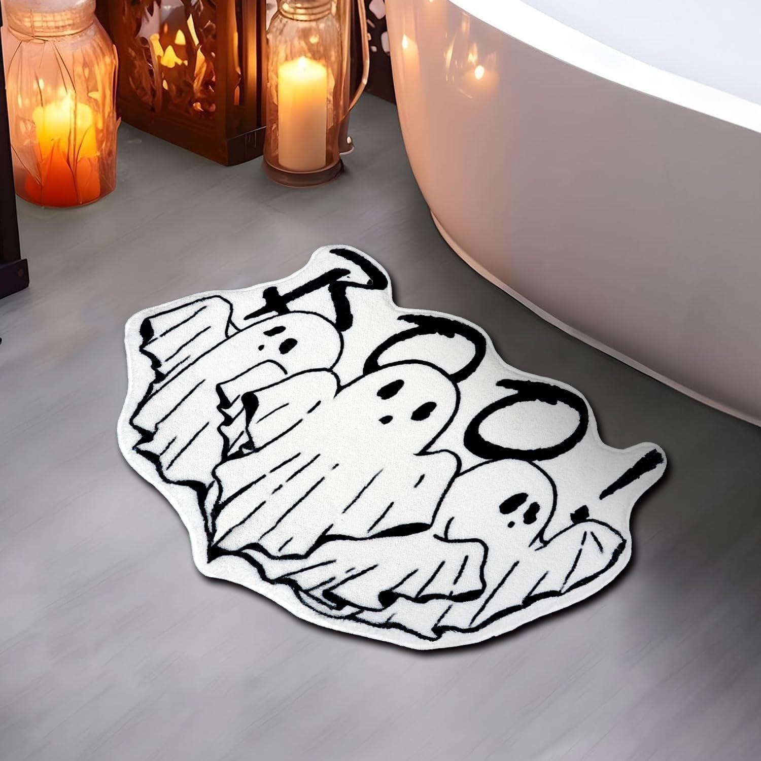 Halloween Ghost Cashmere Door Mat Absorbent Non-slip Carpet